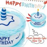 EXPAWLORER Dog Birthday Bandana Set - Cute Hat and Squeaky Cake Toy for Birthday Party Supplies Gift - Great for Small Medium Large Dogs Blue