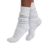 Softies Slouchy Marshmallow Socks, Warm Cozy & Fluffy Socks with Grips for Women, Heather Grey, One Size Fits All
