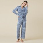 Softies Heather Marshmallow Johnny Collar Lounge Set, Heather Midnight, XL