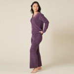 Softies Ultra-Soft Solid Marshmallow V-Neck Lounge Set for Women, Fig, 2X-3X