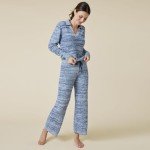Softies Heather Marshmallow Johnny Collar Lounge Set, Heather Midnight, XL