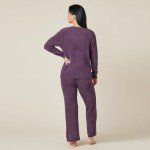 Softies Ultra-Soft Solid Marshmallow V-Neck Lounge Set for Women, Fig, 2X-3X