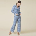 Softies Heather Marshmallow Johnny Collar Lounge Set, Heather Midnight, XL