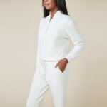 Softies DreamTech 1/4 Zip Jogger Set, Almond, L