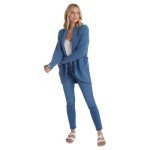Softies 27" Solid Rib Marshmallow Cocoon Cardigan with Thumbholes, Spring Lake, Small