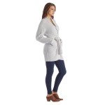 Softies 30" Marshmallow Button Down Cardigan for Women, Stylish Belt with Cozy Front Pockets, Heather Grey, XL