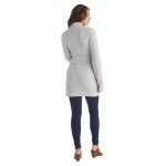 Softies 30" Marshmallow Button Down Cardigan for Women, Stylish Belt with Cozy Front Pockets, Heather Grey, XL