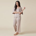 Softies Dream Relaxed V-Neck with Capri Lounge Set, Coco, XS