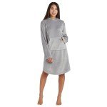 Softies Women's Ultra Soft Hooded Snuggle Lounger with Kangaroo Pocket, Gray, L/XL
