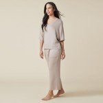 Softies Dream Relaxed V-Neck with Capri Lounge Set, Coco, XS