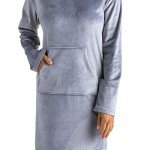 Softies Women's Ultra Soft Hooded Snuggle Lounger with Kangaroo Pocket, Gray, L/XL