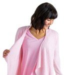 Softies Women's Cozy Cloud Cardigan with Bracelet Thumb Holes, Pink, X/XL