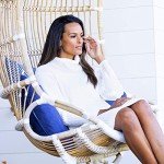 Softies Women's Ultra Soft Marshmallow Slouch Turtleneck Lounger, Ivory, S/M