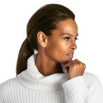 Softies Women's Ultra Soft Marshmallow Slouch Turtleneck Lounger, Ivory, S/M