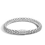 John Hardy Dot Collection, Women's Bracelet, 6.55MM 925-Sterling Silver, Luxury Women's Wrist Bracelet with Pusher Clasp, Size Large