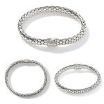 John Hardy Dot Collection, Women's Bracelet, 6.55MM 925-Sterling Silver, Luxury Women's Wrist Bracelet with Pusher Clasp, Size Large