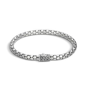 John Hardy Dot Collection, Women's Bracelet, 4.5MM 925-Sterling Silver, Luxury Women's Wrist Bracelet with Pusher Clasp, Size Large