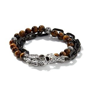 John Hardy Legends Naga Wrap Bracelet with Tiger Eye Silver MD