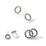 John Hardy Women's Chain Silver Round Stud Earrings, Classic Chain Collection