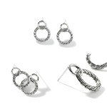 John Hardy Women's Chain Hammered Silver Interlinking Earrings, Classic Chain Collection