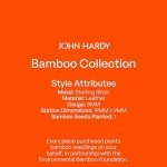 John Hardy Bamboo Collection Men's Bracelet, 8MM Black Leather & 925-Sterling Silver Bamboo Station Bracelet with Pusher Clasp, Size Small