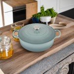 Le Creuset Enameled Cast Iron Signature Round Wide Dutch Oven, 6.75 qt., Sea Salt