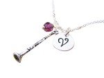 Personalized Sterling Silver Clarinet Charm Necklace