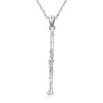 Sterling Silver Music Clarinet Necklace for Women