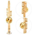 Gold Plated Clarinet Brooch Pin with Gift Box