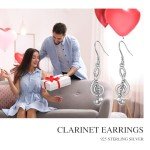 Sterling Silver Clarinet Dangle Earrings for Music Lovers