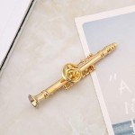 Gold Plated Clarinet Brooch Pin with Gift Box
