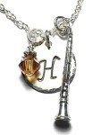 Sterling Silver Initial Charm Necklace for Clarinet Fans