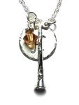 Sterling Silver Initial Charm Necklace for Clarinet Fans