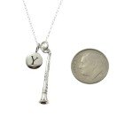 Sterling Silver Clarinet Necklace with Initial Charm