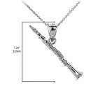 10k White Gold Clarinet Music Pendant Necklace