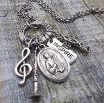 St. Cecilia Clarinet Keychain or Necklace Gift