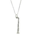 Sterling Silver 3D Woodwind Clarinet Necklace - 24