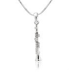 Silver Plated Clarinet Musical Instrument Necklace