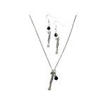 Clarinet Necklace & Earring Set with Black Beads