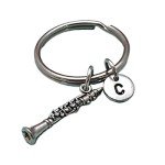 Personalized Clarinet Keychain with Initial Charm