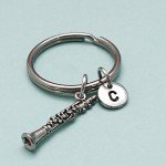 Personalized Clarinet Keychain with Initial Charm