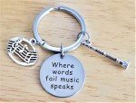 Wooden Clarinet Keychain with Music Note Charm