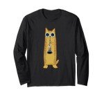 Hipster Cat Clarinet Long Sleeve T-Shirt