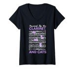 Cat Lover Clarinet Musician V-Neck T-Shirt