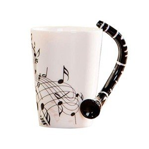 Musical Notes Clarinet Coffee Mug with Unique Handle
