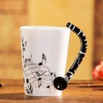 Musical Notes Clarinet Coffee Mug with Unique Handle