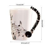 Musical Notes Clarinet Coffee Mug with Unique Handle