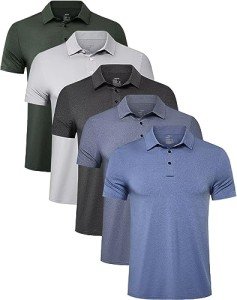 Men's Quick Dry Golf Polo Shirts - 5 Pack
