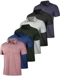 Men's Moisture-Wicking Polo Shirts for Golf - 6 Pack