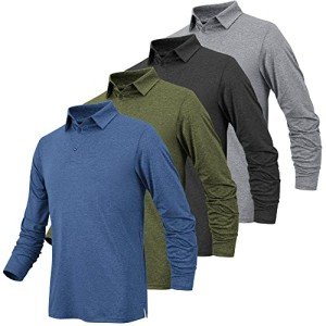 Men's Moisture-Wicking Long Sleeve Golf Polo Shirt